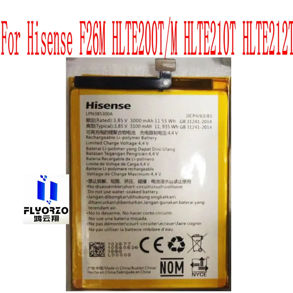 New High Quality 3100mAh LPN385300A Battery For Hisense F26M HLTE200T/M HLTE210T HLTE212T Mobile Phone
New High Quality 3100mAh LPN385300A Battery For Hisense F26M HLTE200T/M HLTE210T HLTE212T Mobile Phone