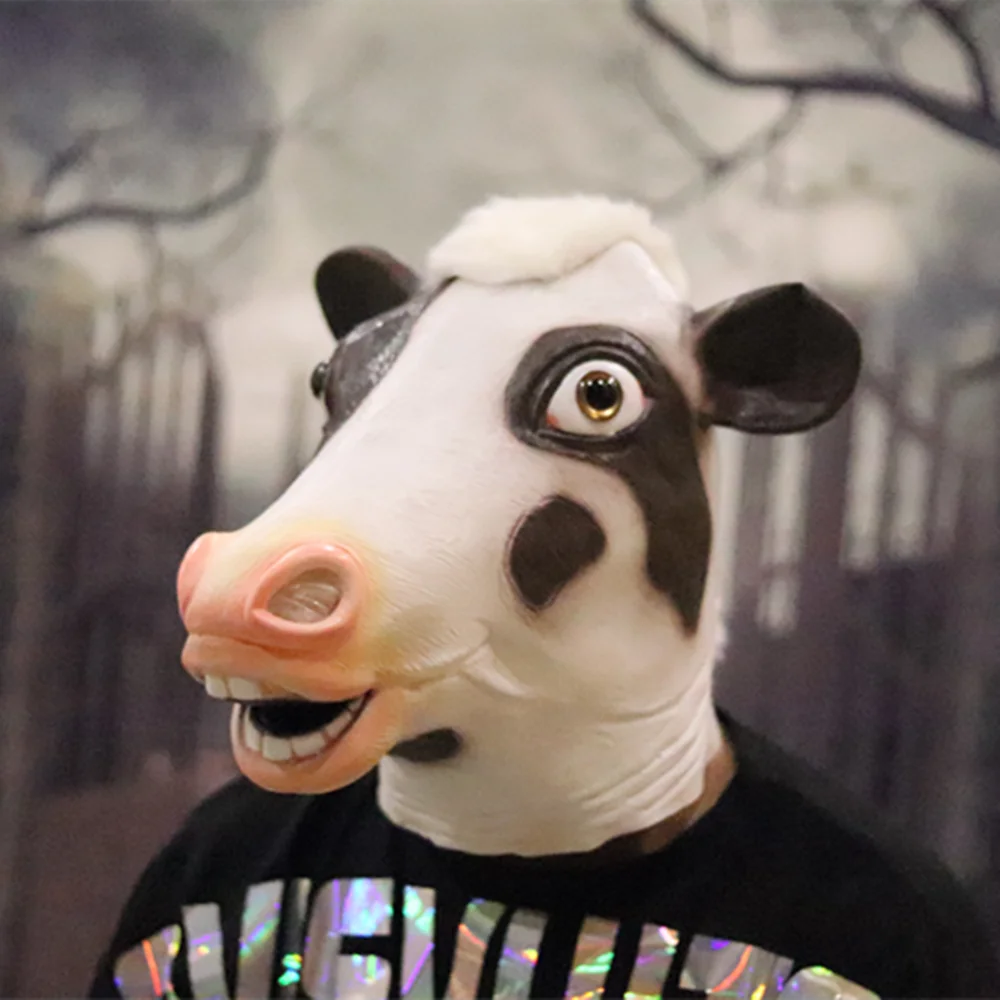 Furry Cow Mask Realistic Latex Mascara Funny Animal Horse Crocodile Donkey Helmet Novelty Halloween Rave Cosplay Costume for Men 
Furry Cow Mask Realistic Latex Mascara Funny Animal Horse Crocodile Donkey Helmet Novelty Halloween Rave Cosplay Costume for Men