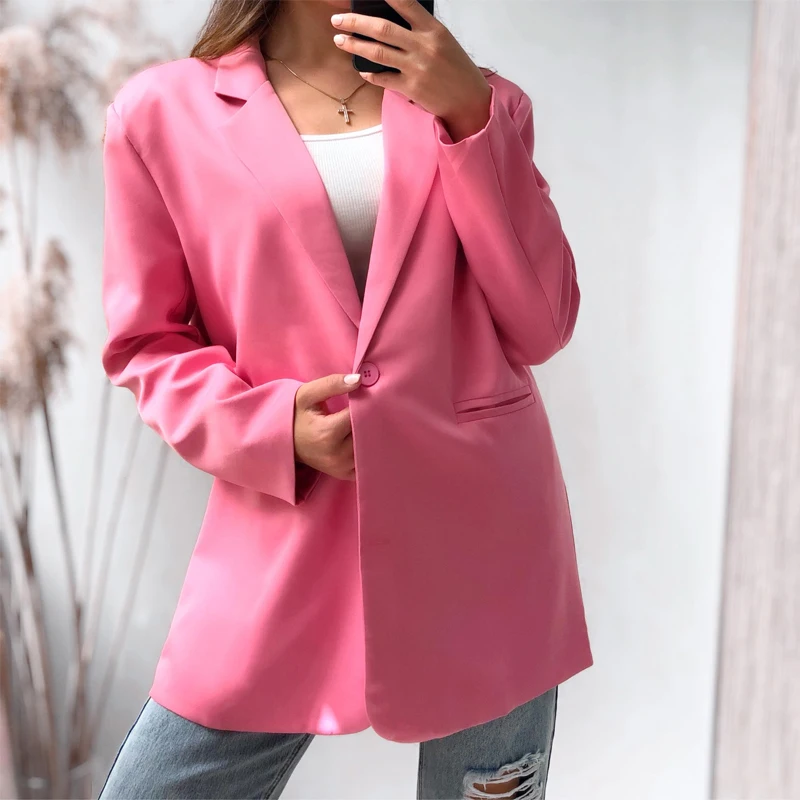 Fashion Chic Light Pink Casual Woman Blazer Spring Autumn Office Lady Pockets Long Sleeve Suit Blazers Elegant Straight Suits
Fashion Chic Light Pink Casual Woman Blazer Spring Autumn Office Lady Pockets Long Sleeve Suit Blazers Elegant Straight Suits