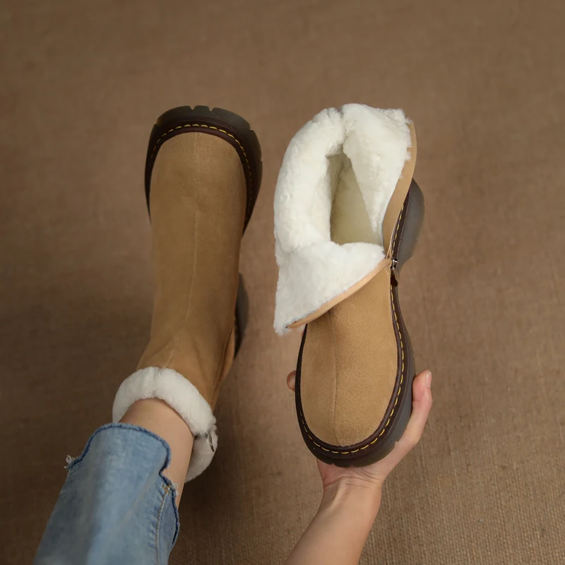 New Russia Winter Women Shoes High Quality Platform Boots Genuine Leather Warm Wool Martin Boots Non-slip Snow Boots
New Russia Winter Women Shoes High Quality Platform Boots Genuine Leather Warm Wool Martin Boots Non-slip Snow Boots