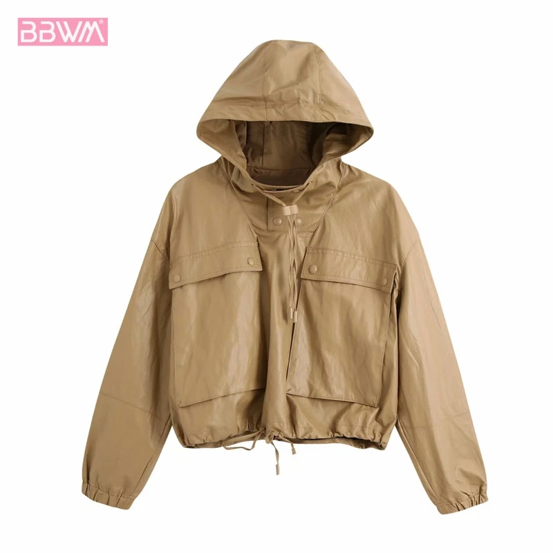 Women's Hooded Short Jacket Coat Vintage Long Sleeve Faux Leather Waist Drawstring Female Chic Solid Color Tops
Women's Hooded Short Jacket Coat Vintage Long Sleeve Faux Leather Waist Drawstring Female Chic Solid Color Tops