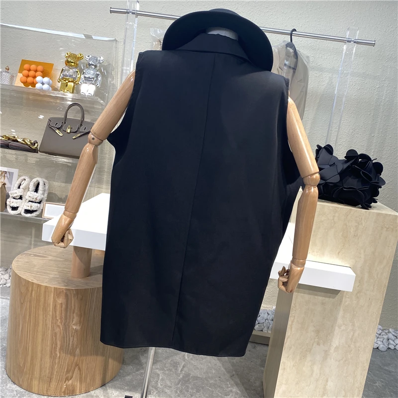 Girl Elegant Lapel Pullover A Line Dress Solid Color Sleeveless Women Short Suit Dress Female Korean Fashion Loose Black Dress
Girl Elegant Lapel Pullover A Line Dress Solid Color Sleeveless Women Short Suit Dress Female Korean Fashion Loose Black Dress