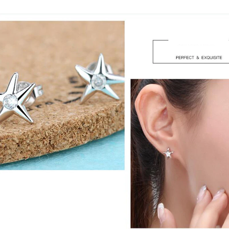 Trendy Small 925 sterling silver AAA Cubic Zircon Crystal Sea Star Stud Earrings for Women Wedding Party Jewelry Gifts
Trendy Small 925 sterling silver AAA Cubic Zircon Crystal Sea Star Stud Earrings for Women Wedding Party Jewelry Gifts