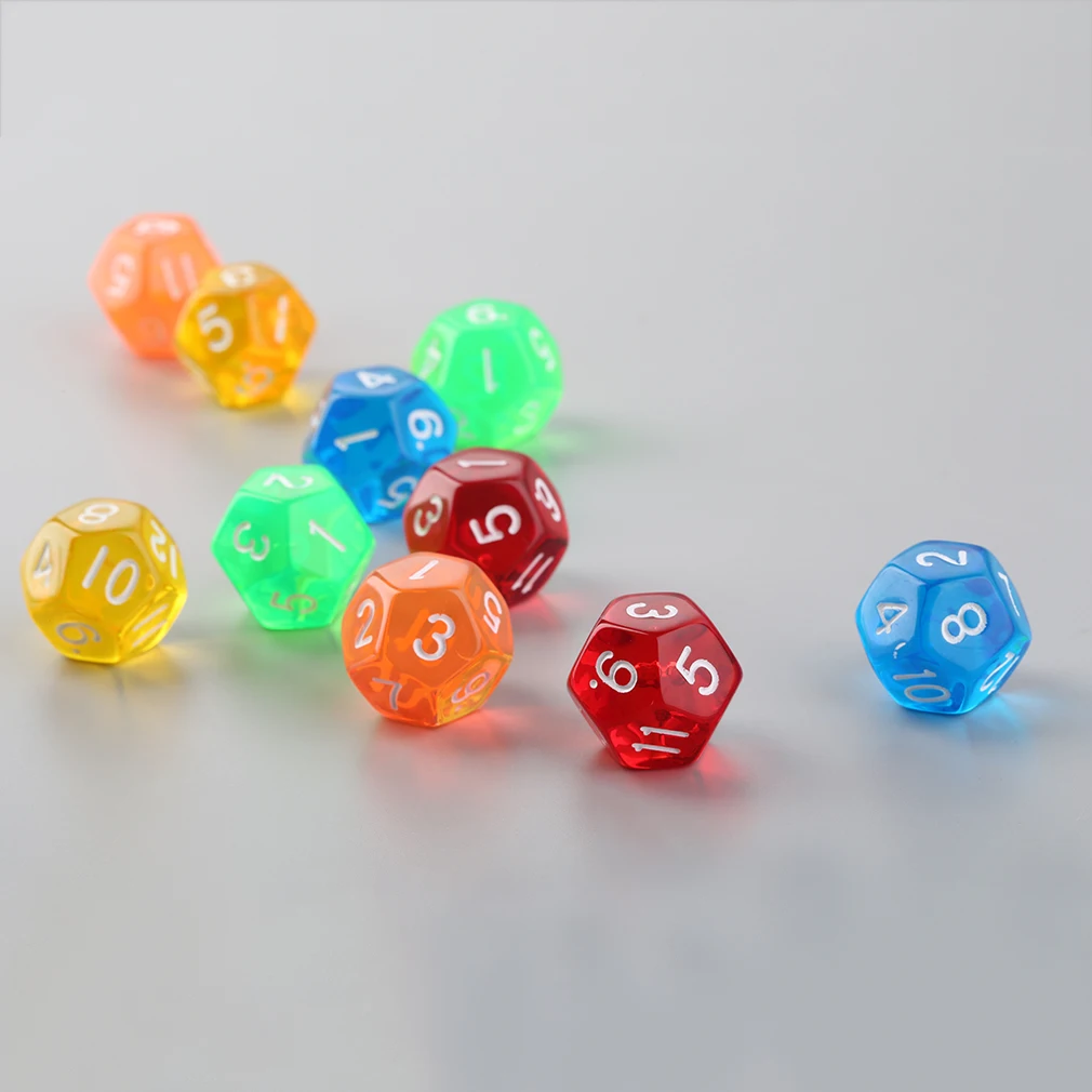 10pcs/Set Multicolor Transparent 12-Sided Role Playing Game Dices D12 Hot Selling Dice Set Board Game entertainment Dice
10pcs/Set Multicolor Transparent 12-Sided Role Playing Game Dices D12 Hot Selling Dice Set Board Game entertainment Dice