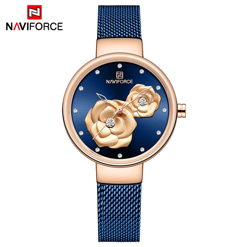 NAVIFORCE новые часы для женщин роскошный бренд креативный дизайн стальные сетчатые