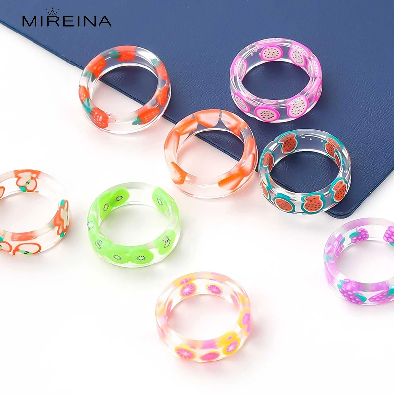MIREINA 2021 Trendy Fixed Size Fruit Series Resin Rings Dragon Fruit Kiwi Apple Grape Watermelon Grapefruit Strawberry Inlay
MIREINA 2021 Trendy Fixed Size Fruit Series Resin Rings Dragon Fruit Kiwi Apple Grape Watermelon Grapefruit Strawberry Inlay