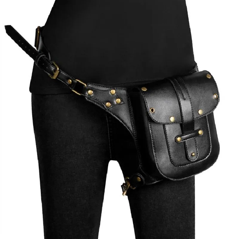 

Fashionable Fanny Pack New European American Trend Single Shoulder Crossbody Bag Steam Punk Rock Motorcycle Neutral Fanny Pack