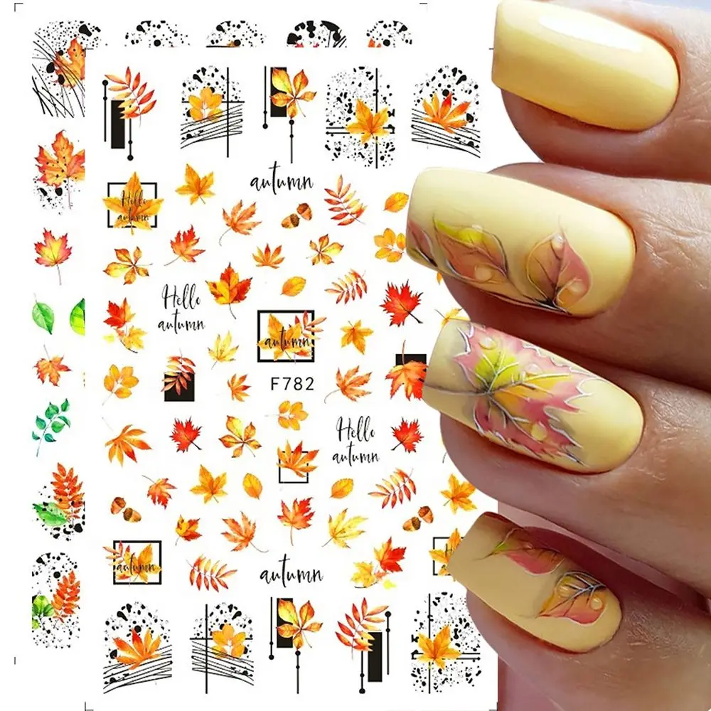 Nails Art Decoration Gold Fall Line Design Sliders 3D Maple Leaf Autumn Nail Stickers
Nails Art Decoration Gold Fall Line Design Sliders 3D Maple Leaf Autumn Nail Stickers