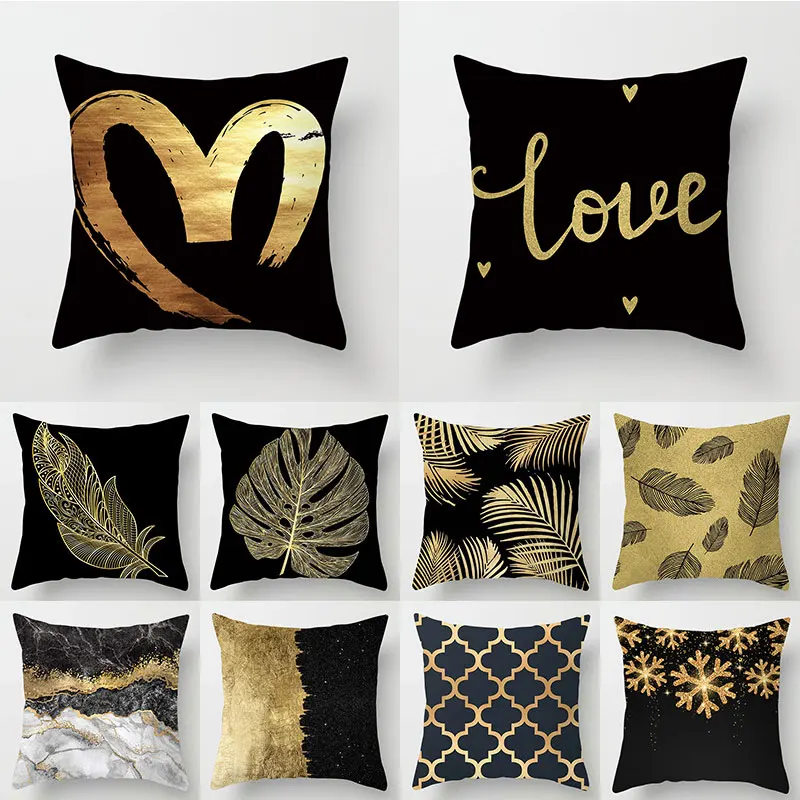 Home Pillow Cushion Cover Black Gold Printing Home Decoration Bedside Cushion Cover Peach Skin Pillowcase Car Backrest Cover
Home Pillow Cushion Cover Black Gold Printing Home Decoration Bedside Cushion Cover Peach Skin Pillowcase Car Backrest Cover