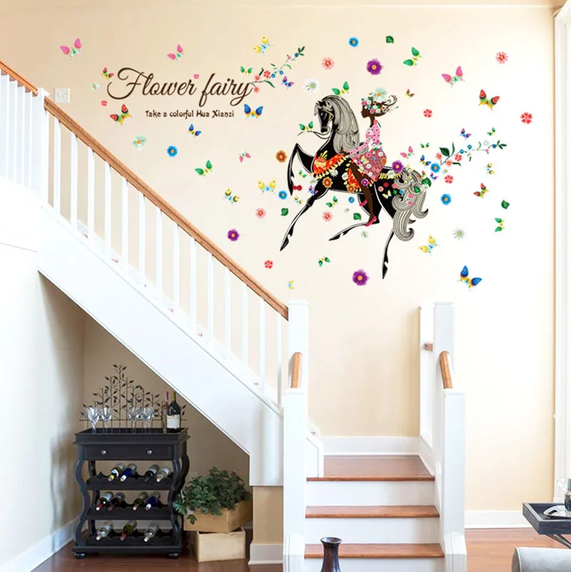 Flower Fairy Wall Stickers Girl Knight Black Horse Mural Dormitory Decor Home Decoration Kids Rooms Butterflies Bedroom Decals
Flower Fairy Wall Stickers Girl Knight Black Horse Mural Dormitory Decor Home Decoration Kids Rooms Butterflies Bedroom Decals