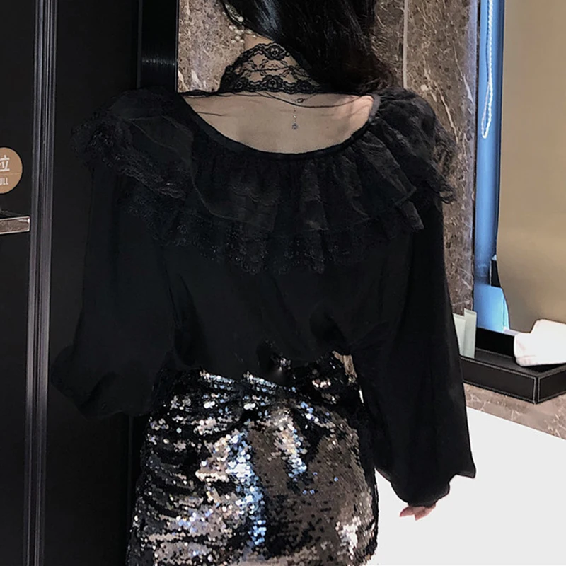 Sexy Lace Shirts Women Ruffles Womens Turtleneck Autumn Tops and Blouses Puff Sleeve Sweet White Black Blusas De Mujer 10783
Sexy Lace Shirts Women Ruffles Womens Turtleneck Autumn Tops and Blouses Puff Sleeve Sweet White Black Blusas De Mujer 10783