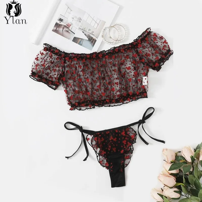 New off shoulder Lingerie Set Sexy 2 Piece Women's Underwear Ruffle Wire Free Bralette+Thong Floral Print Intimate Sexy Lingerie
New off shoulder Lingerie Set Sexy 2 Piece Women's Underwear Ruffle Wire Free Bralette+Thong Floral Print Intimate Sexy Lingerie