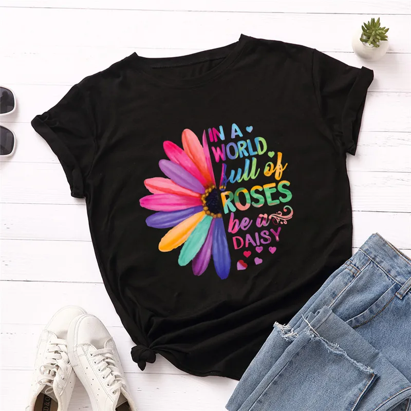Plus Size Women TShirt S-5XL New Daisies Print T-Shirt 100%Cotton Women Shirts O Neck Short Sleeve Tees Summer Woman Tops
Plus Size Women TShirt S-5XL New Daisies Print T-Shirt 100%Cotton Women Shirts O Neck Short Sleeve Tees Summer Woman Tops