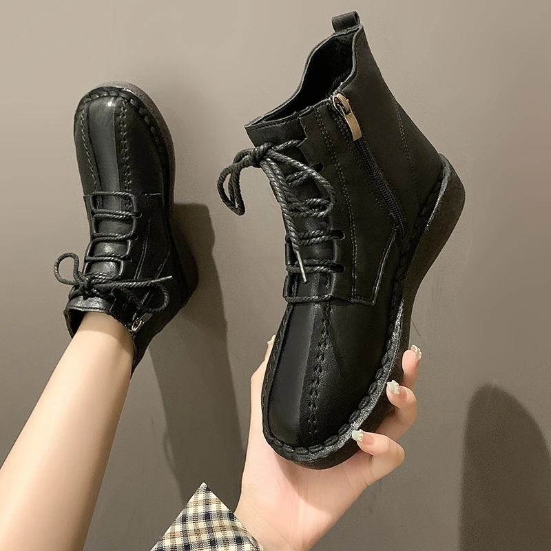 2021 Autumn and Winter New Women's Wedge Heel Boots Solid Color Round Toe Flat Boots Zipper Boots Outdoor Non-slip Casual Boots
2021 Autumn and Winter New Women's Wedge Heel Boots Solid Color Round Toe Flat Boots Zipper Boots Outdoor Non-slip Casual Boots