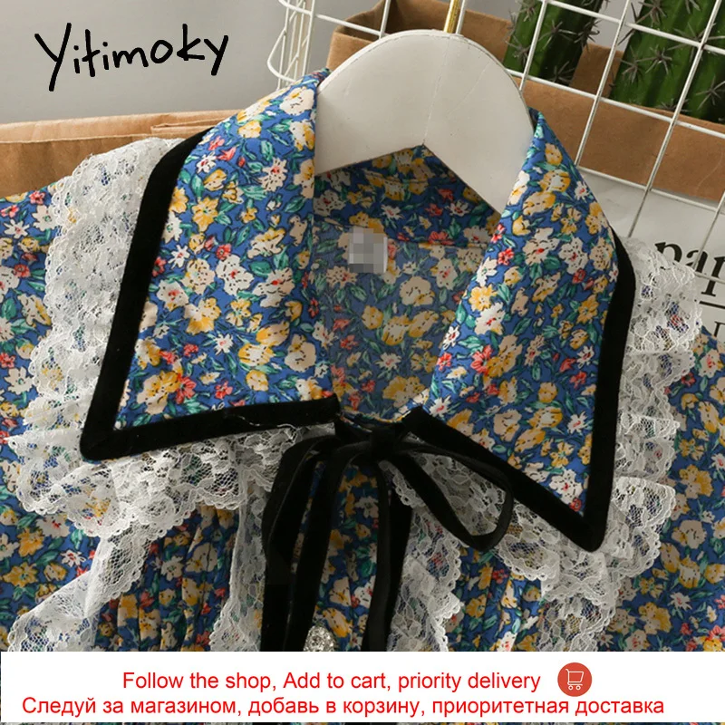 Yitimoky Vintage Floral Print Lace Up Blouse Women Puff Sleeve button up Shirt Lace Spliced Turn-down Collar Top 2021 Spring New
Yitimoky Vintage Floral Print Lace Up Blouse Women Puff Sleeve button up Shirt Lace Spliced Turn-down Collar Top 2021 Spring New