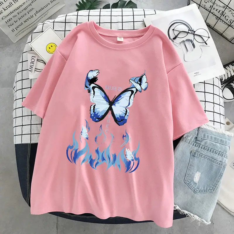 women's t-shirt Butterfly flame print t-shirt O-neck T-shirt women summer loose short-sleeved top Harajuku vintage clothes size
women's t-shirt Butterfly flame print t-shirt O-neck T-shirt women summer loose short-sleeved top Harajuku vintage clothes size