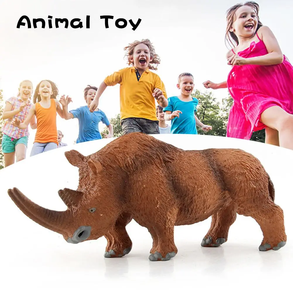 Woolly Rhinoceros Figure Animal Toy Safe Coelodonta Rhino Model Collector Kids Gift Child Educational Toys Solid Ornament | Игрушки и