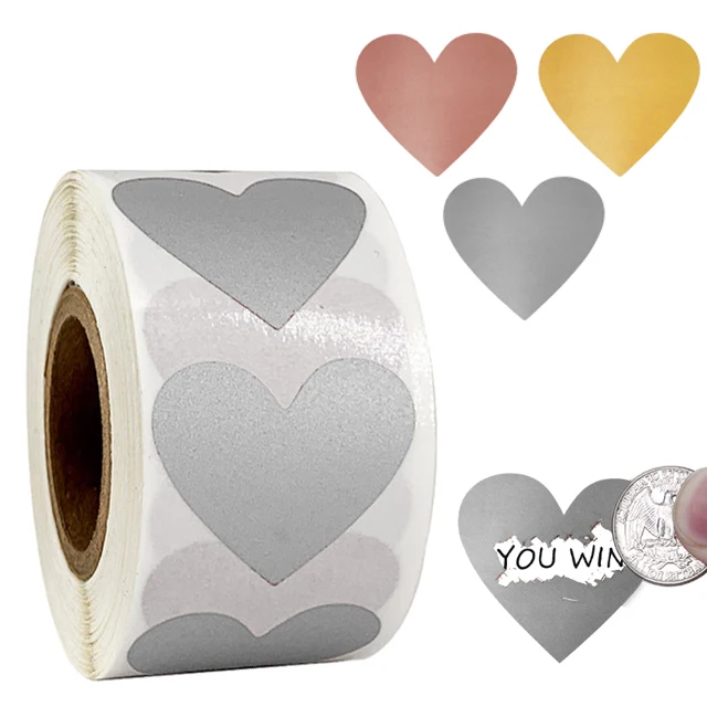 300pcs / roll 3 colors scratch marks heart-shaped label stickers DIY handmade game scratch stickers stationery stickers