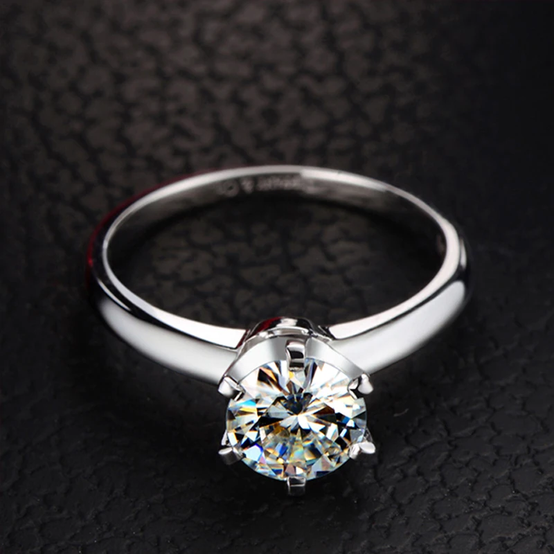 BOEYCJR 925 Silver 6 Claws 1ct/2ct/3ct F color Moissanite VVS Engagement Wedding Ring With national certificate for Women | Украшения и