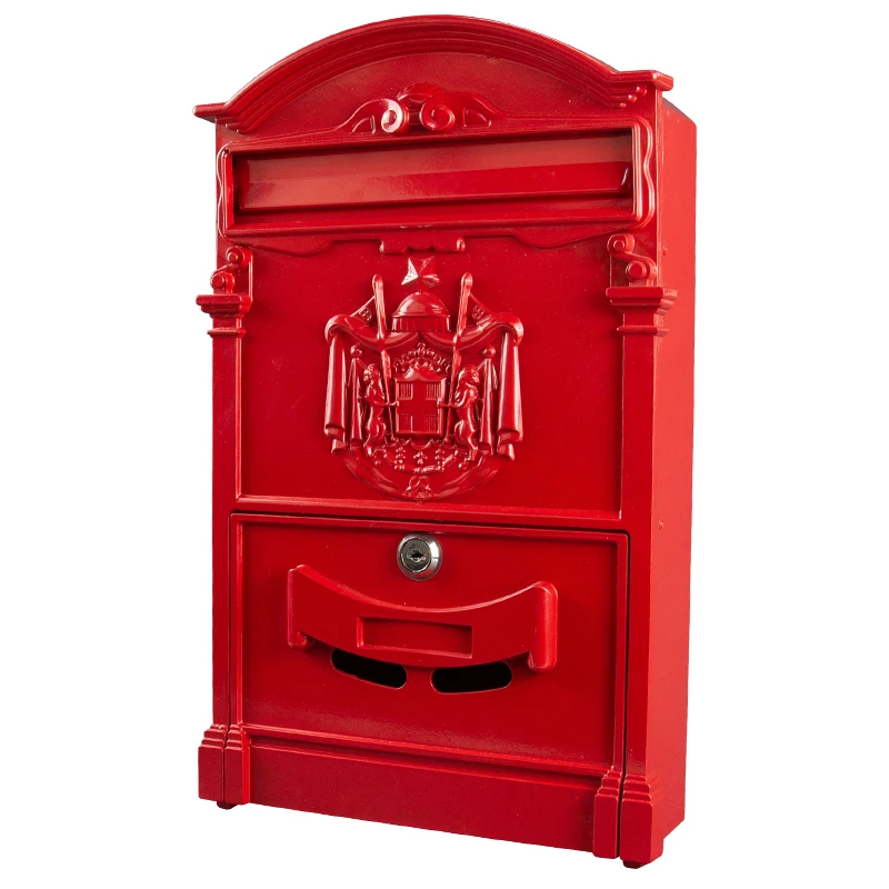 European letter box outdoor home villa wall creative report with lock retro mailbox rain ornaments mail tube post | Дом и сад