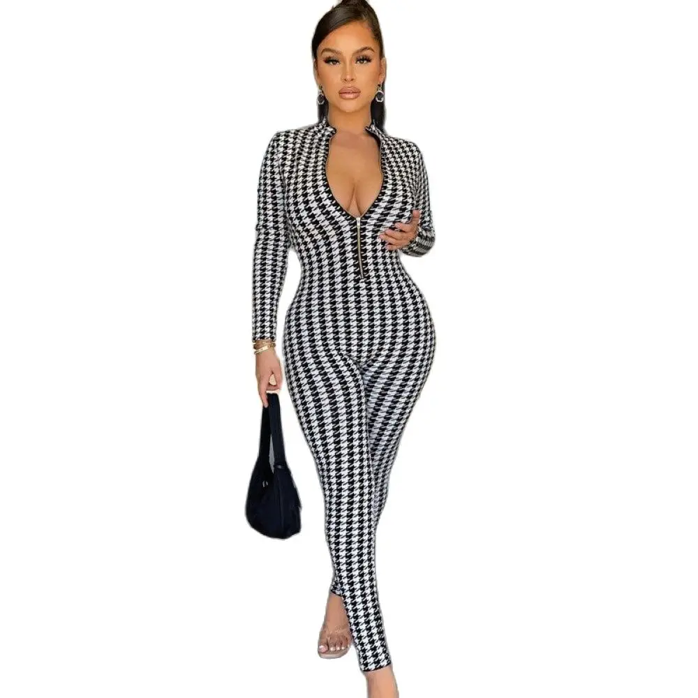 2022 Fall and Winter New Women's Clothing Thousand Bird Checked Hip-Up Long Zip-Up High-Neck Long-Sleeved Sleeve Jumpsuit
2022 Fall and Winter New Women's Clothing Thousand Bird Checked Hip-Up Long Zip-Up High-Neck Long-Sleeved Sleeve Jumpsuit