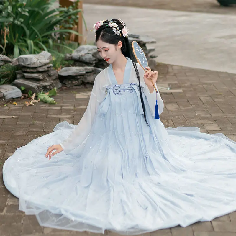 Fairy Ancient Hanfu Dress Folk Dance Costume Women Han Dynasty Princess Hanfu Dress Oriental Style Dance Clothing Girl Cosplay
Fairy Ancient Hanfu Dress Folk Dance Costume Women Han Dynasty Princess Hanfu Dress Oriental Style Dance Clothing Girl Cosplay