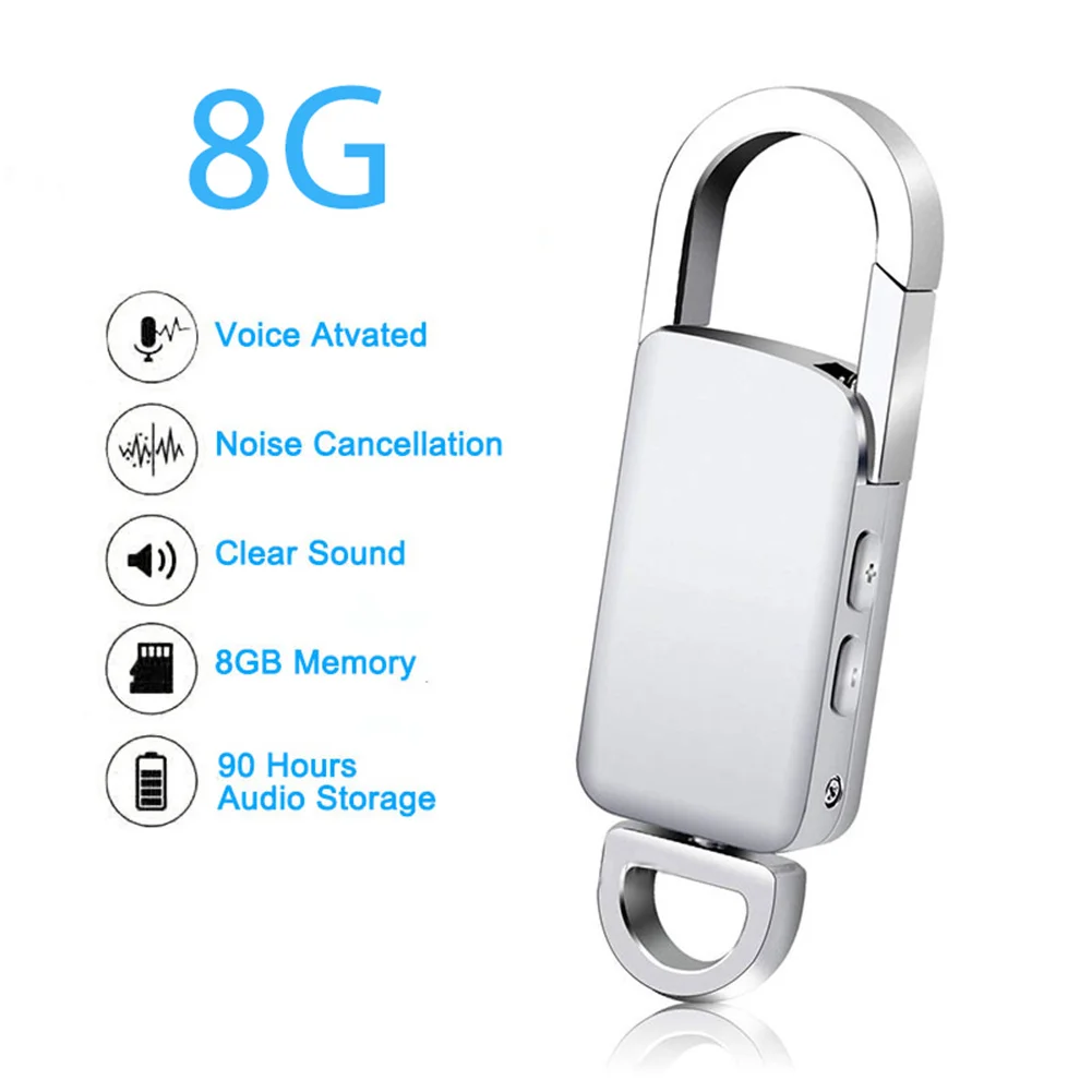 Keychain 8GB Digital Voice Recorder Voice Activated Recording USB Flash Drive Silver Audio Sound Dictaphone Portable MP3 Player
Keychain 8GB Digital Voice Recorder Voice Activated Recording USB Flash Drive Silver Audio Sound Dictaphone Portable MP3 Player