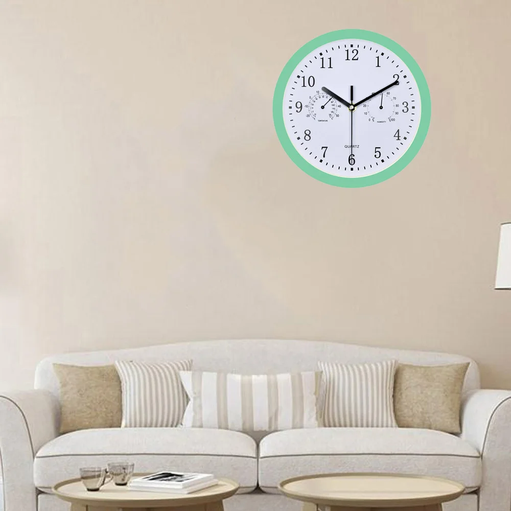 

Wall Clock with and Hygrometer Non-ticking Accurate Battery Operated Hanging Clock for Home Office Not Included Batt