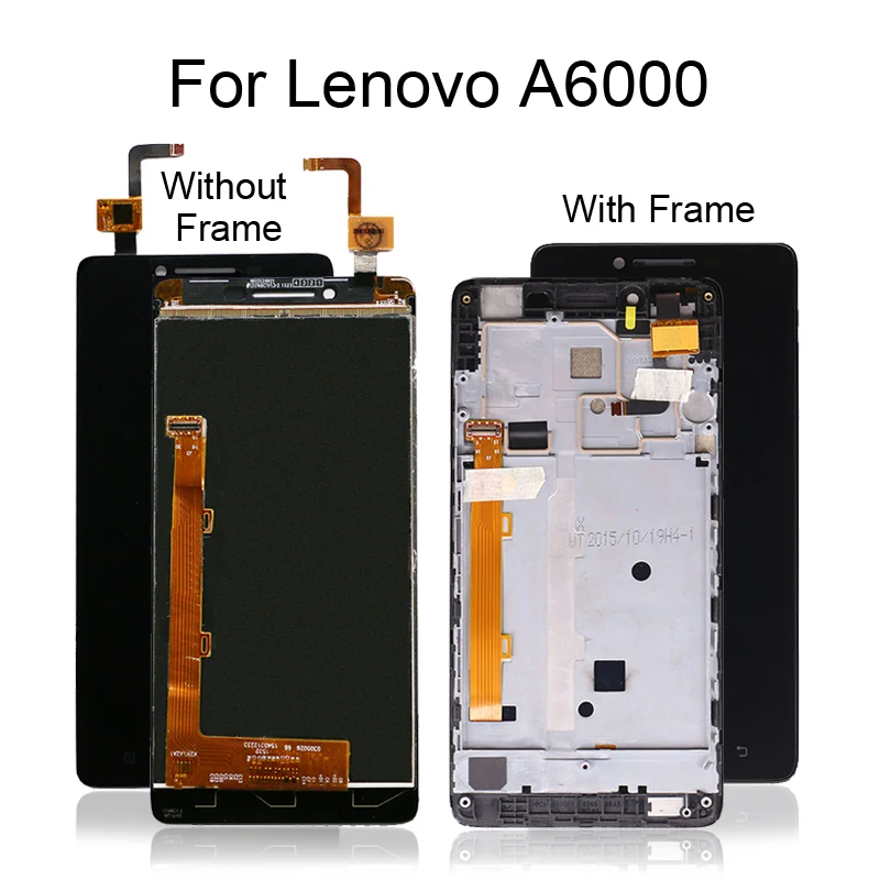 ЖК дисплей для Lenovo A6000 сенсорный экран дигитайзер панель с рамкой черная Замена