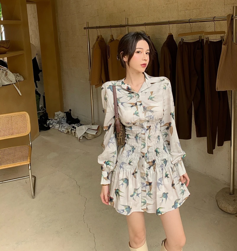 Women Elegant Slim Shirt Mini Print Dress New Long Sleeve Fashion Tide Spring Autumn Streewear dresses
Women Elegant Slim Shirt Mini Print Dress New Long Sleeve Fashion Tide Spring Autumn Streewear dresses