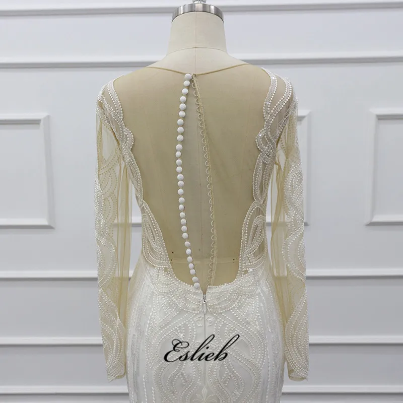 Eslieb Free Shipping Arabic Long Train Wedding Dress Real Photos Backless Mermaid wedding dresses Vestido de Noiva
Eslieb Free Shipping Arabic Long Train Wedding Dress Real Photos Backless Mermaid wedding dresses Vestido de Noiva