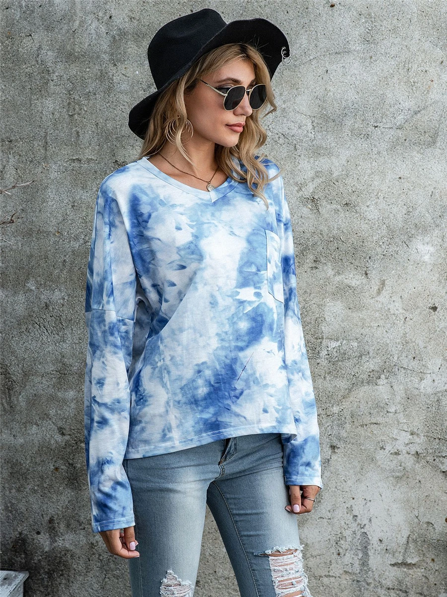 V Neck T Shirt Long Sleeve Tie Dye Tops Tee Shirts Women Loose Top 2021 Casual Female Tie-dye T-shirt Lady mujer camisetas
V Neck T Shirt Long Sleeve Tie Dye Tops Tee Shirts Women Loose Top 2021 Casual Female Tie-dye T-shirt Lady mujer camisetas