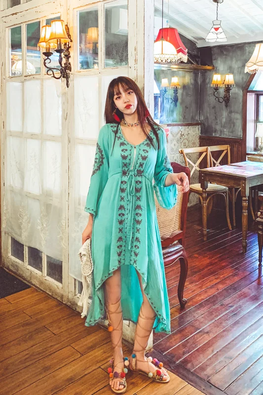 Dresses Holiday T Dress Machine Embroidery V-neck Flared Sleeves Dress Irregular Hem Cotton and Linen Dress Summer Kawaii
Dresses Holiday T Dress Machine Embroidery V-neck Flared Sleeves Dress Irregular Hem Cotton and Linen Dress Summer Kawaii