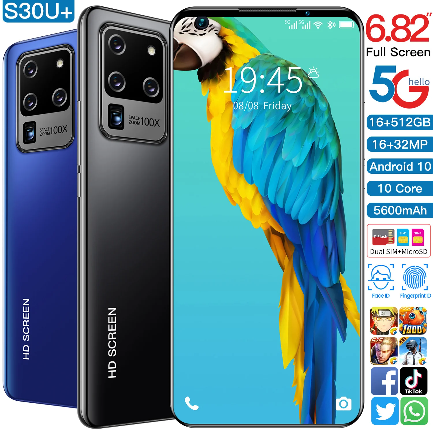 Galay S30 Ultra Smartphone 5600mAh 4G 5G 16MP+32MP 16GB+512GB Smartphone Android 6.82 inch fingerprint unlock full screen phone
Galay S30 Ultra Smartphone 5600mAh 4G 5G 16MP+32MP 16GB+512GB Smartphone Android 6.82 inch fingerprint unlock full screen phone