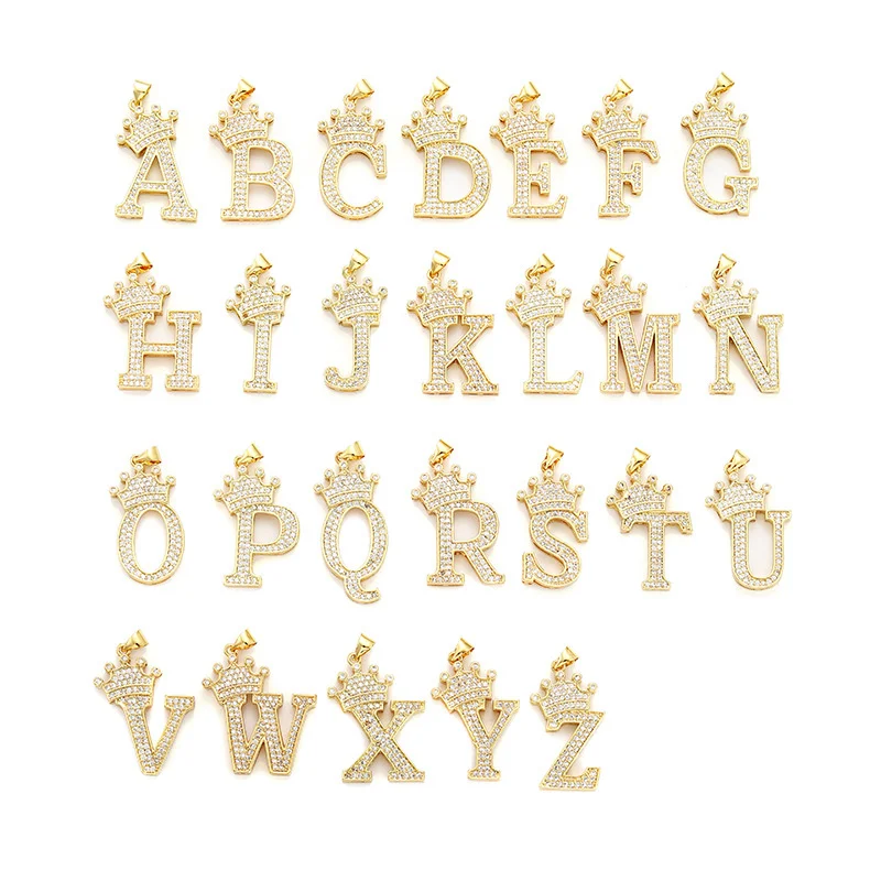 26pcs/Set Hip Hop Jewelry CZ Crown A-Z Alphabet Letters Pendant Necklaces For Women Gold Ketting Collar Initial Necklace
26pcs/Set Hip Hop Jewelry CZ Crown A-Z Alphabet Letters Pendant Necklaces For Women Gold Ketting Collar Initial Necklace