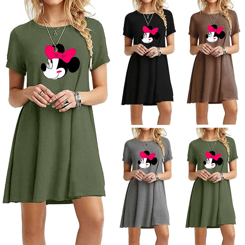 Mickey Minnie Mini Dresses Woman Kawaii Casual Summer Beach Cartoon Print O Neck Short Sleeve Robes Loose Retro Sundress Cute
Mickey Minnie Mini Dresses Woman Kawaii Casual Summer Beach Cartoon Print O Neck Short Sleeve Robes Loose Retro Sundress Cute