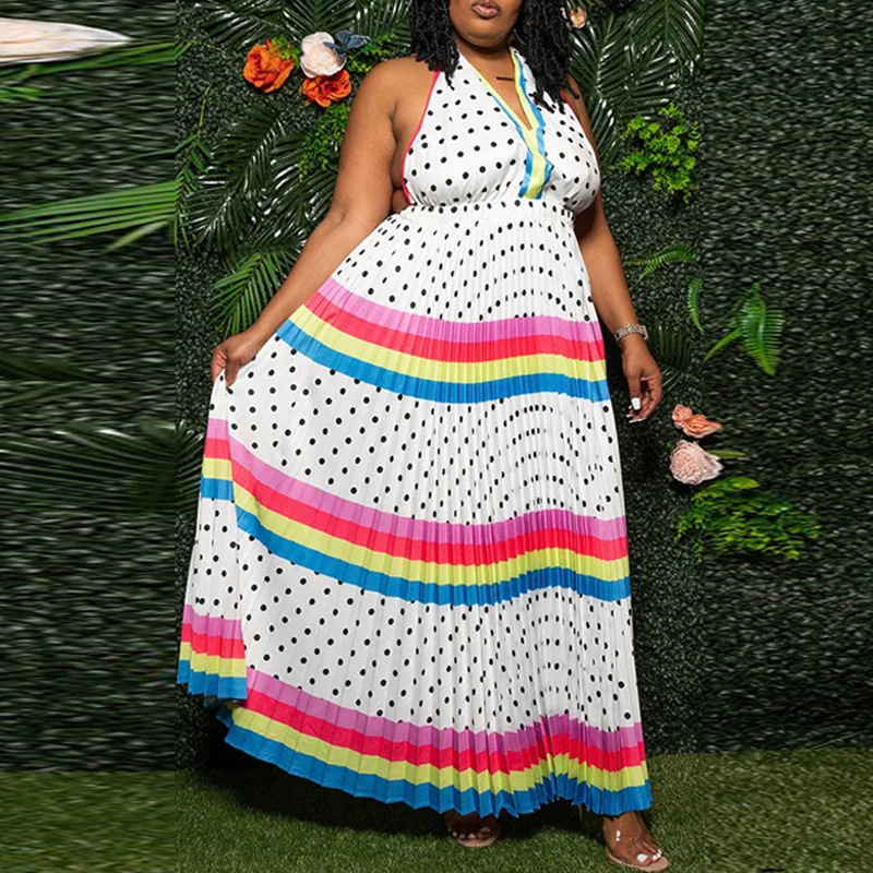 Summer Halter Sleeveless Long Dress Casual Polka Dot Party Maxi Dresses Sexy Backless Big Swing Boho Style Vestidos Mujer 2021
Summer Halter Sleeveless Long Dress Casual Polka Dot Party Maxi Dresses Sexy Backless Big Swing Boho Style Vestidos Mujer 2021