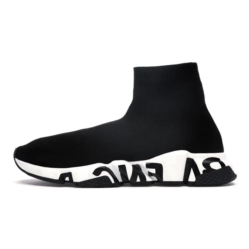 

Fashion Graffiti Sock Shoes Women Mens Designer Sneakers Black White Beige Red Casual Tripler Socks Boots Size 36-45 O008