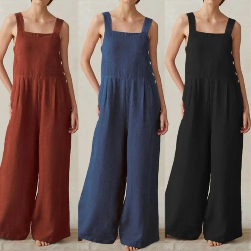 Women Sleeveless Button Pockets Wide Leg Jumpsuit Bib Overall Work Clothes
Women Sleeveless Button Pockets Wide Leg Jumpsuit Bib Overall Work Clothes
