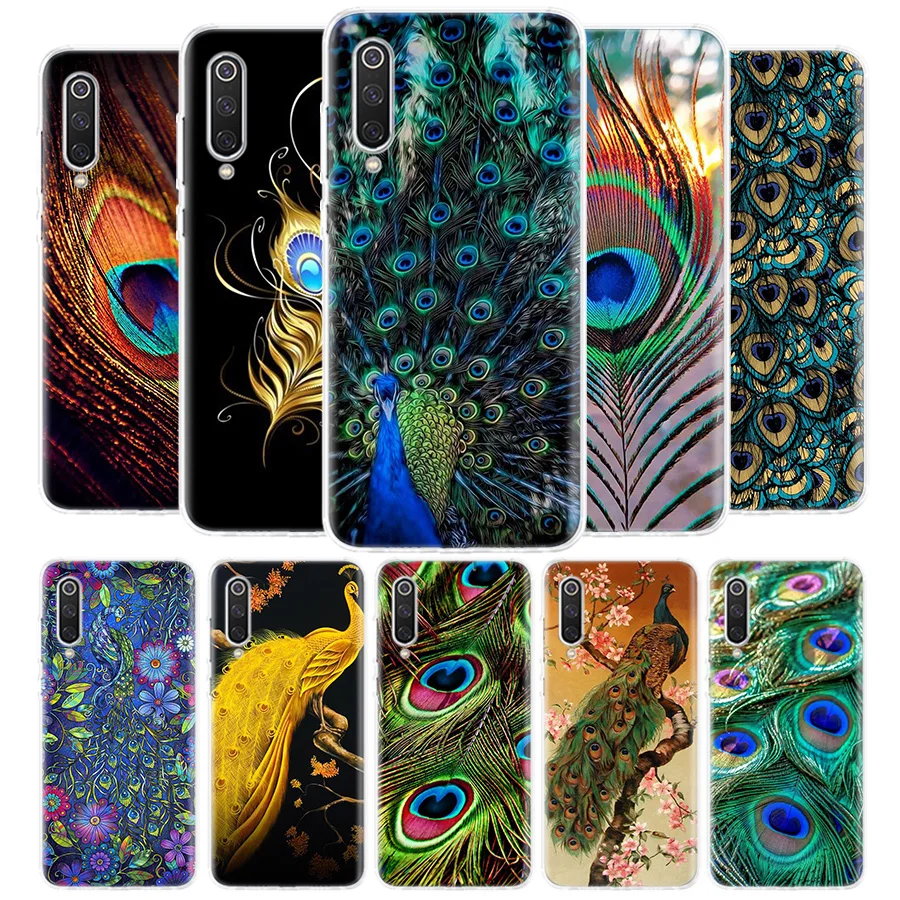 

Bird Peacock Feather Cover Phone Case for Xiaomi Redmi Note 9S 10S 11 10 9 8 Pro 8T 7 6 9A 9C 9T 7A 8A 6A K40 Luxury Coque