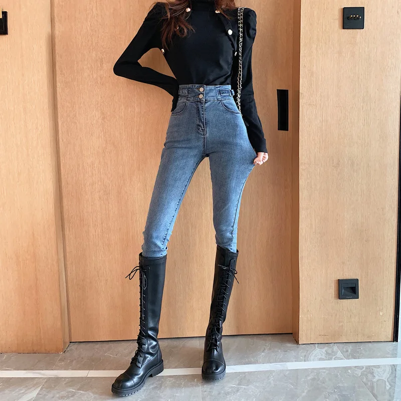 Autumn and Winter 2021 New Net Red Jeans Women's High Waist Leggings Korean Tight Pants Fashion Wash Pencil Pants 
Autumn and Winter 2021 New Net Red Jeans Women's High Waist Leggings Korean Tight Pants Fashion Wash Pencil Pants
