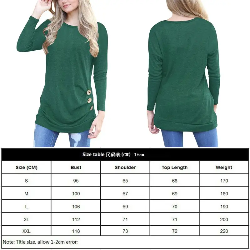 Solid Color Fashion Women Soft Shirts Long Sleeve Casual Blouse Spring Fall Tops Ladies Loose Crew Neck Button T-Shirt Pullover
Solid Color Fashion Women Soft Shirts Long Sleeve Casual Blouse Spring Fall Tops Ladies Loose Crew Neck Button T-Shirt Pullover