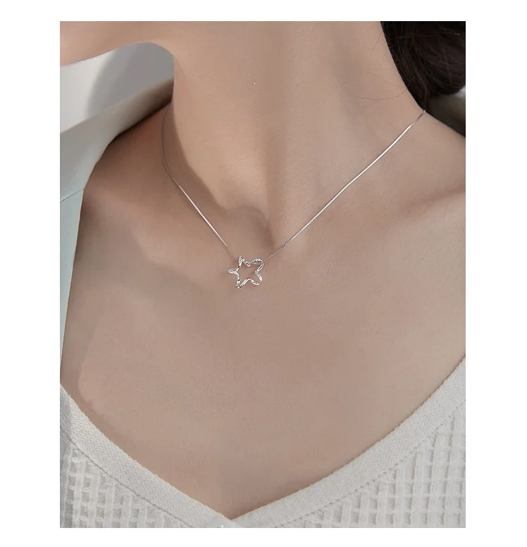 925 sterling silver jewelry with wave star pendant necklace clavicle chain simple gift for women birthday party wholesale
925 sterling silver jewelry with wave star pendant necklace clavicle chain simple gift for women birthday party wholesale