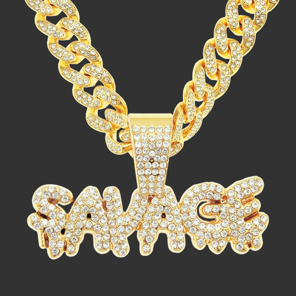 Iced Out Cuban Link Chain Letter SAVAGE Pendant Necklace for Men Women Jewelry Female Aesthetic Streetwear Hip Hop Jewelry Gift
Iced Out Cuban Link Chain Letter SAVAGE Pendant Necklace for Men Women Jewelry Female Aesthetic Streetwear Hip Hop Jewelry Gift