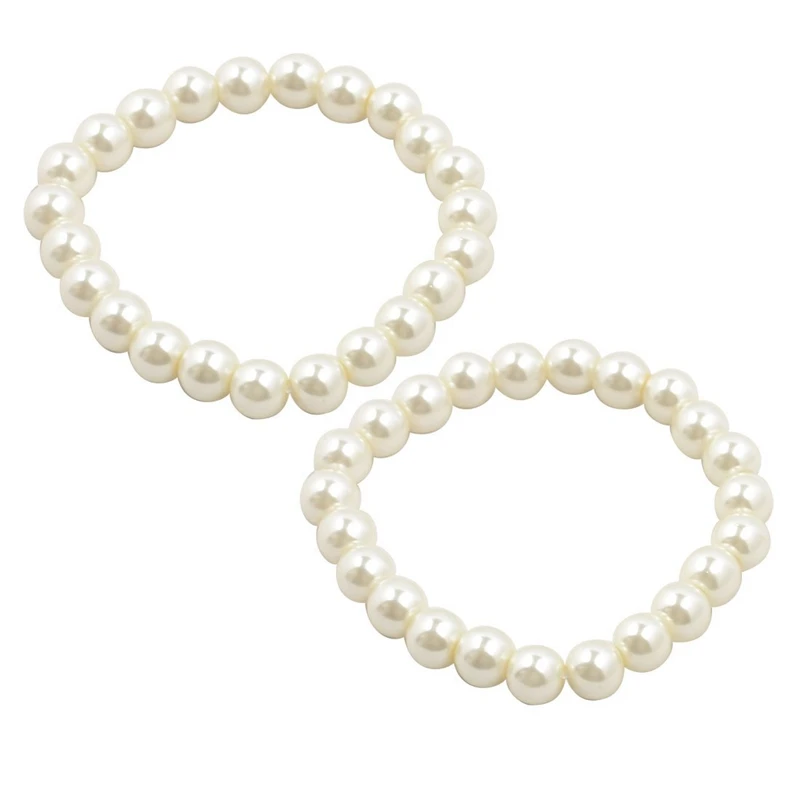 2 Pcs White Faux Pearls Beaded Elastic Bracelet Wrist Ornament For Women
2 Pcs White Faux Pearls Beaded Elastic Bracelet Wrist Ornament For Women
