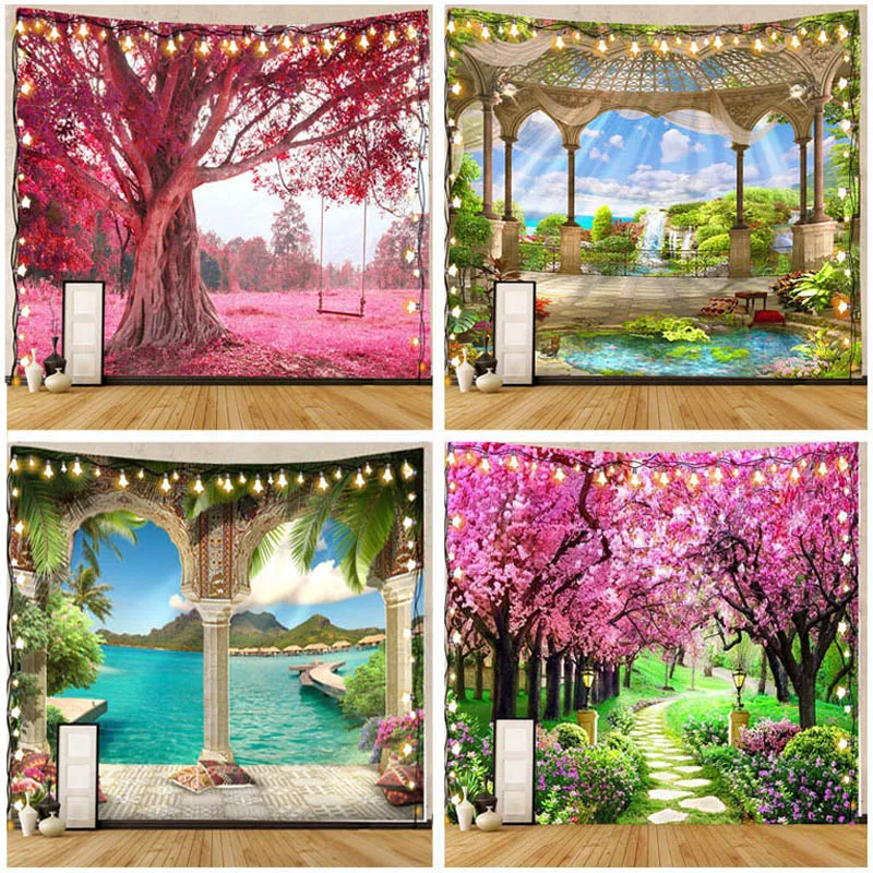 Forest Wall Tapestry Beautiful European Landscape Pink Tree Living Room Bedroom Wall Hangings Bohemian Fabric Macrame Home Decor
Forest Wall Tapestry Beautiful European Landscape Pink Tree Living Room Bedroom Wall Hangings Bohemian Fabric Macrame Home Decor