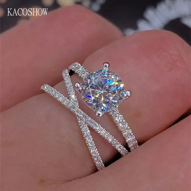 KACOSHOW модные роскошные серебряные кольца для женщин нежное свадебное кольцо Блестящие кристаллы кубический цирконий женские ювелирные изд... 
KACOSHOW модные роскошные серебряные кольца для женщин нежное свадебное кольцо Блестящие кристаллы кубический цирконий женские ювелирные изд...