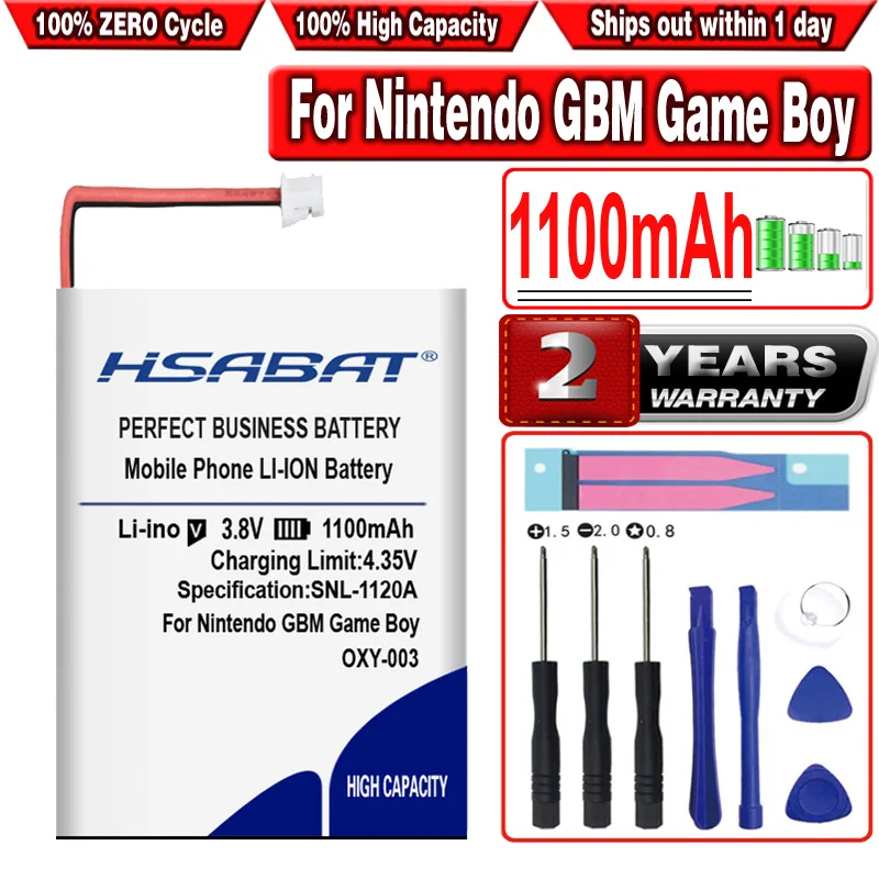 HSABAT 1100mAh 3 8 V OXY-003 перезаряжаемый литий-ионный аккумулятор для Nintendo GBM Game Boy Micro |