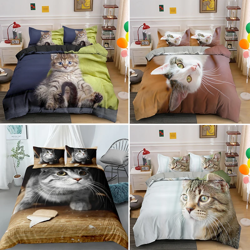2/3pcs Modern Cute Cat Duvet Cover Microfiber 3D Animal Quilt Comforter Covers Single Double Queen King Bedding Set
2/3pcs Modern Cute Cat Duvet Cover Microfiber 3D Animal Quilt Comforter Covers Single Double Queen King Bedding Set