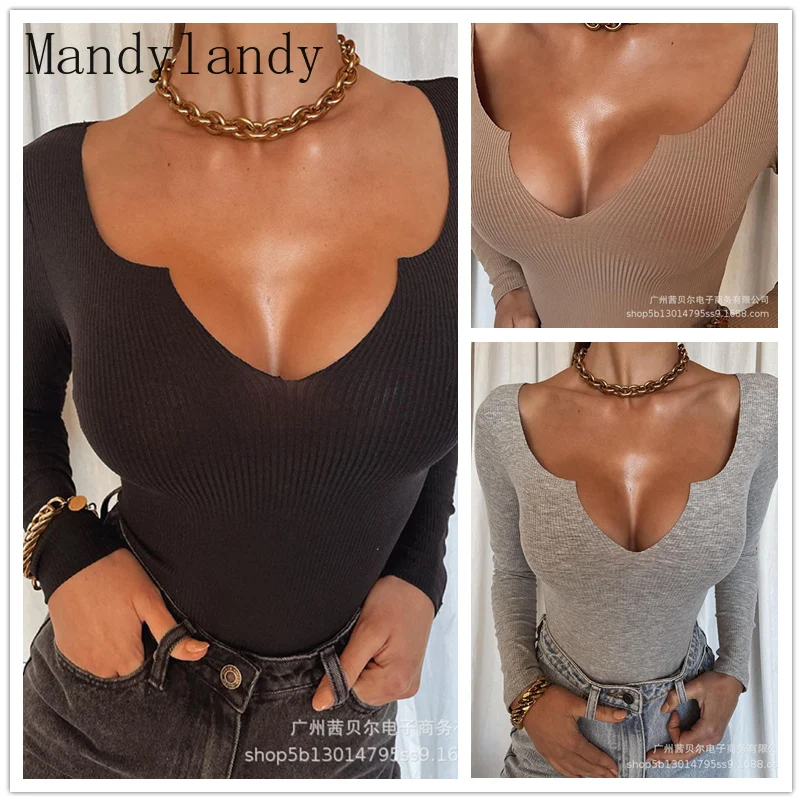 Женская элегантная облегающая футболка Mandylandy, топ, Женская Повседневная модная облегающая футболка с длинным рукавом и V-образным вырезом
Женская элегантная облегающая футболка Mandylandy, топ, Женская Повседневная модная облегающая футболка с длинным рукавом и V-образным вырезом